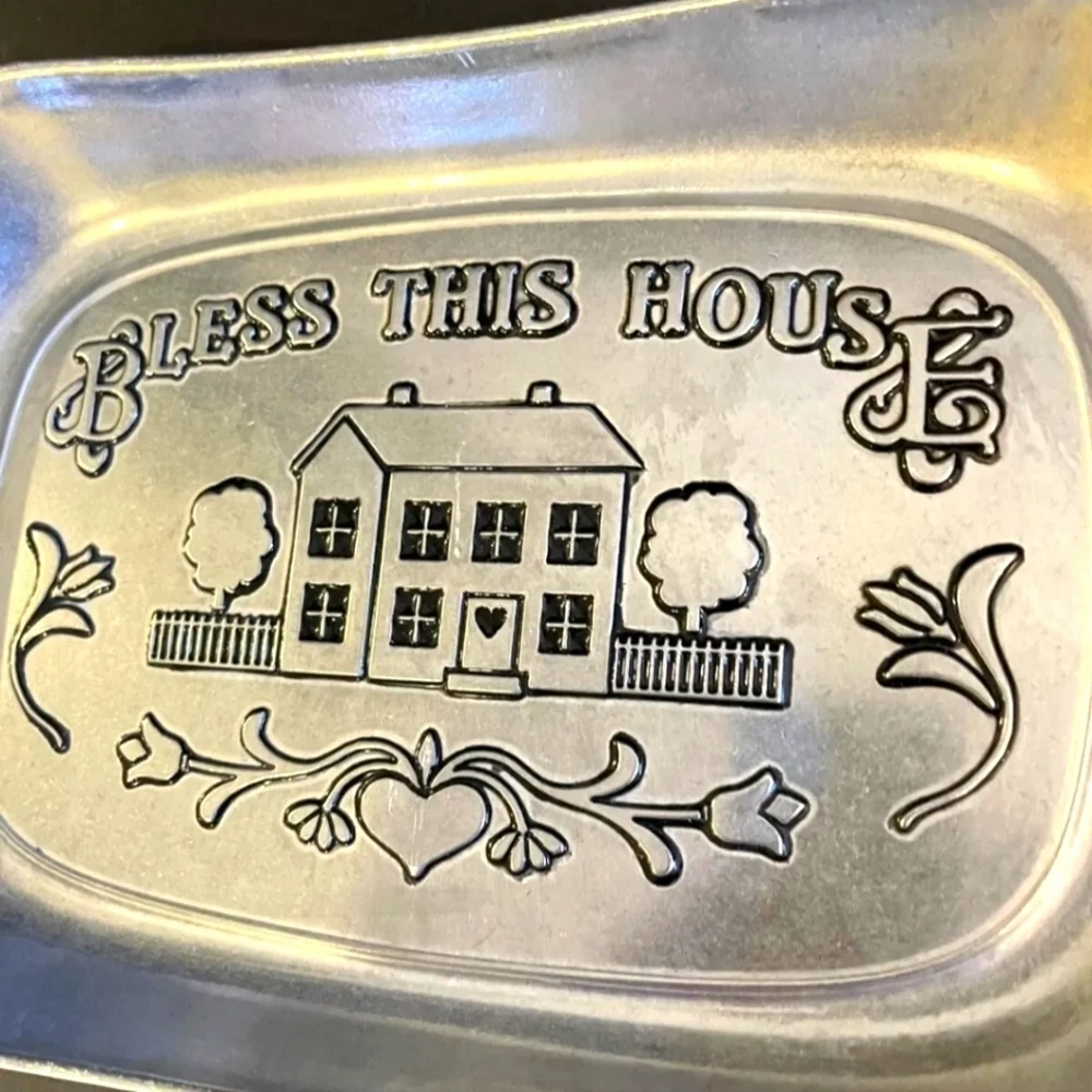 WILTON ARMETALE  Bless This House Tray 11” X 7” Metal Serve ware Oven Safe
